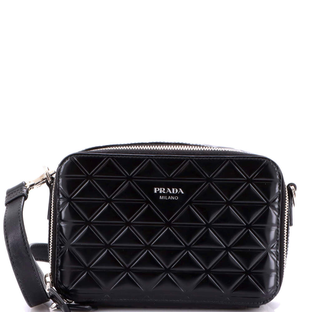 Prada Brique Camera Crossbody Bag Embossed Leather